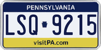 PA license plate LSQ9215