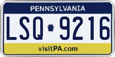 PA license plate LSQ9216