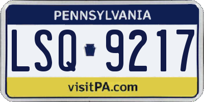 PA license plate LSQ9217