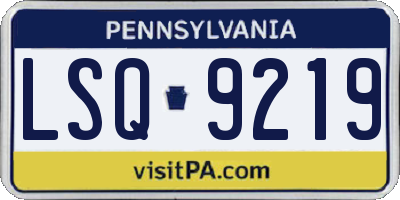 PA license plate LSQ9219