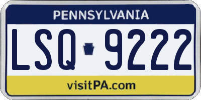 PA license plate LSQ9222