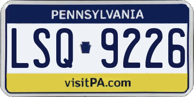 PA license plate LSQ9226