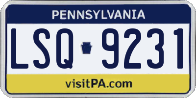 PA license plate LSQ9231