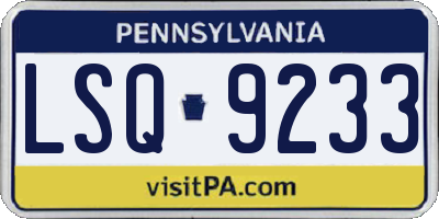 PA license plate LSQ9233