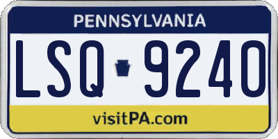 PA license plate LSQ9240