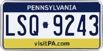 PA license plate LSQ9243