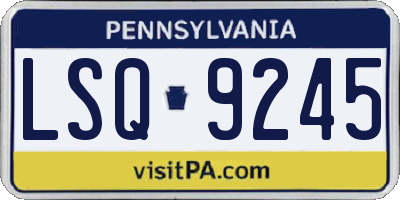 PA license plate LSQ9245