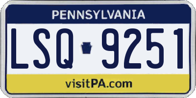 PA license plate LSQ9251