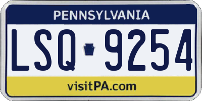 PA license plate LSQ9254