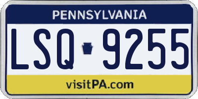 PA license plate LSQ9255