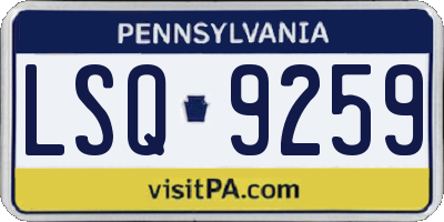 PA license plate LSQ9259