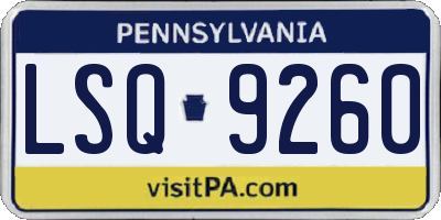 PA license plate LSQ9260