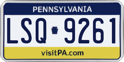PA license plate LSQ9261