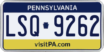 PA license plate LSQ9262