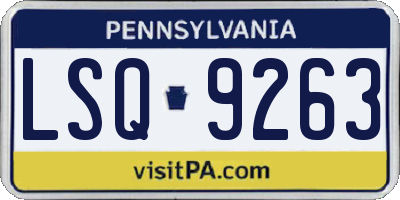 PA license plate LSQ9263