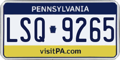 PA license plate LSQ9265