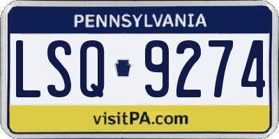 PA license plate LSQ9274