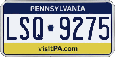 PA license plate LSQ9275