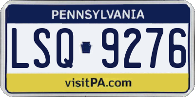 PA license plate LSQ9276