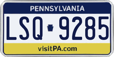 PA license plate LSQ9285
