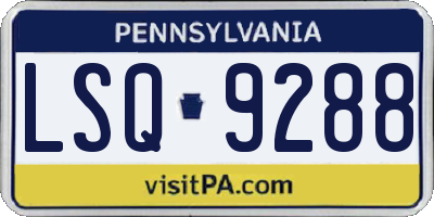 PA license plate LSQ9288