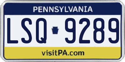 PA license plate LSQ9289