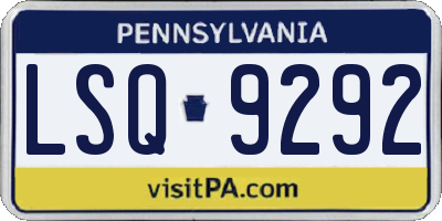 PA license plate LSQ9292