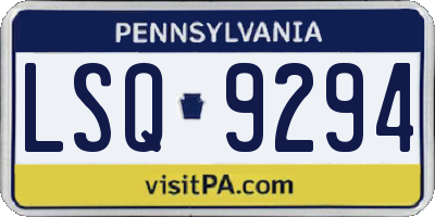 PA license plate LSQ9294