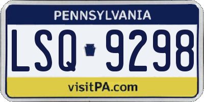 PA license plate LSQ9298
