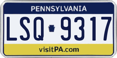 PA license plate LSQ9317