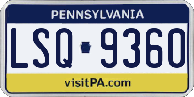 PA license plate LSQ9360