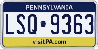 PA license plate LSQ9363