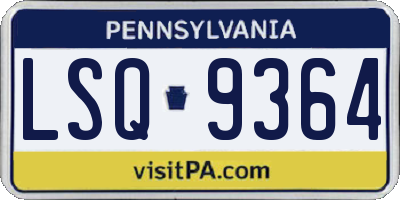 PA license plate LSQ9364