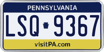 PA license plate LSQ9367