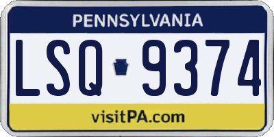 PA license plate LSQ9374