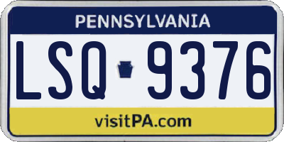 PA license plate LSQ9376