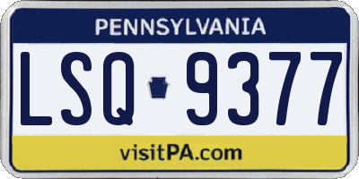 PA license plate LSQ9377