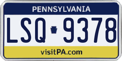 PA license plate LSQ9378
