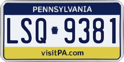 PA license plate LSQ9381