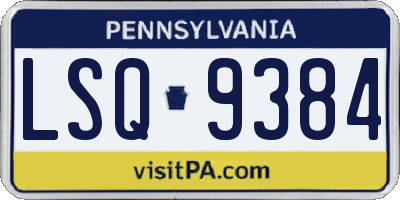 PA license plate LSQ9384