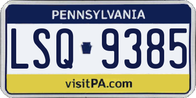 PA license plate LSQ9385