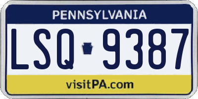 PA license plate LSQ9387