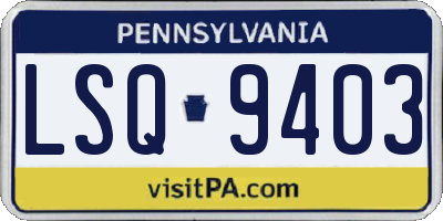 PA license plate LSQ9403