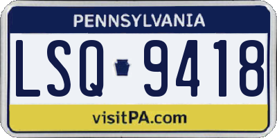 PA license plate LSQ9418