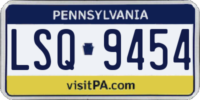 PA license plate LSQ9454