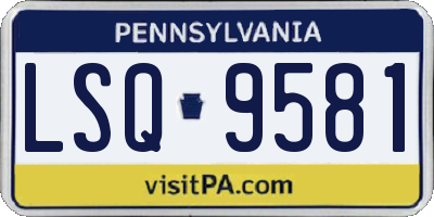 PA license plate LSQ9581