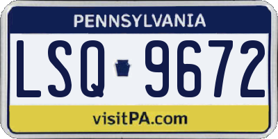PA license plate LSQ9672
