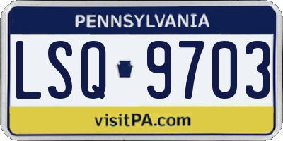 PA license plate LSQ9703