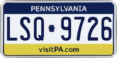 PA license plate LSQ9726