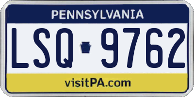 PA license plate LSQ9762
